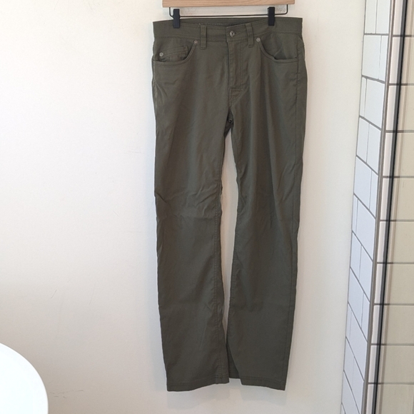 Prana Men's Green Brion Nylon Hiking Pants Slim Fit Size 32x Camping Outdoor - Picture 1 of 9